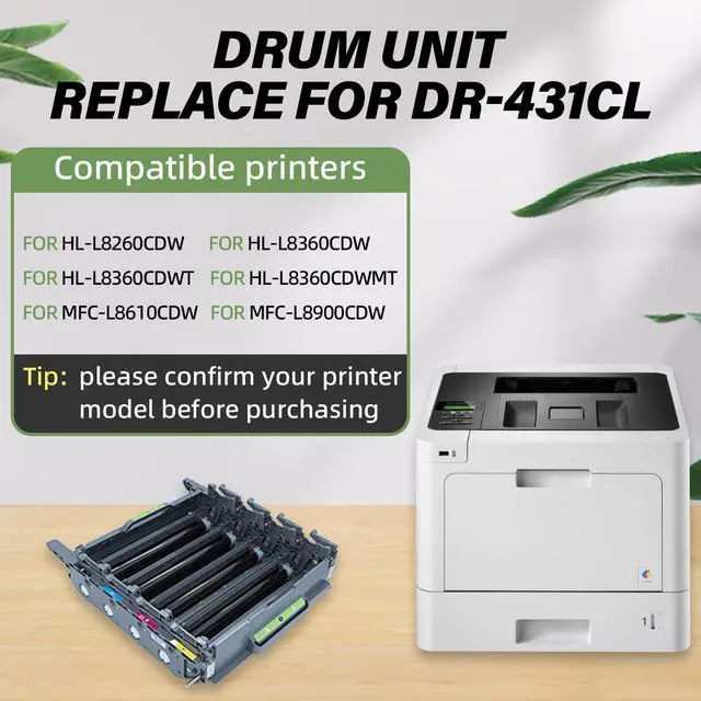 Alt view image 2 of 6 - Drum Unit Replacement for DR431CL, Compatible with Brother Printer HL-L8260CDW HL-L8360CDW HL-L8360CDWT HL-L8360CDWMT MFC-L8610CDW MFC-L8900CDW, 30000 Page Yield, Replace# DR-431CL ()