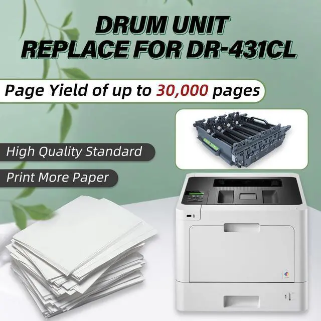 Alt view image 3 of 6 - Drum Unit Replacement for DR431CL, Compatible with Brother Printer HL-L8260CDW HL-L8360CDW HL-L8360CDWT HL-L8360CDWMT MFC-L8610CDW MFC-L8900CDW, 30000 Page Yield, Replace# DR-431CL ()