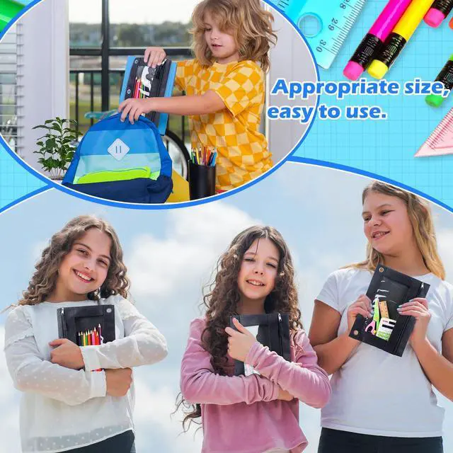 Alt view image 6 of 7 - 150 Pieces Zippers Binder Pencil Pouches 3 Ring Binder Zipper Pouches Case with Window Ring Pencil Bags Case or Office School Students Supplies(1 Zipper,Black)