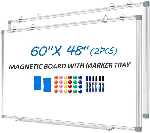 Main image of Magnetic White Board Dry Erase Whiteboard for Wall 60"x48" (2pcs) Aluminum Frame Hanging White Boards for Presentation, Teaching, Memo, Display
