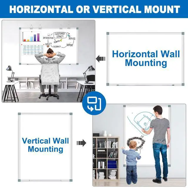 Alt view image 5 of 7 - Magnetic White Board Dry Erase Whiteboard for Wall 60"x48" (2pcs) Aluminum Frame Hanging White Boards for Presentation, Teaching, Memo, Display