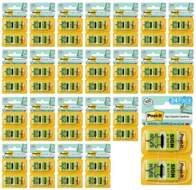 Main image of Flags 680-SD2, 1 in Wide, Green, Sign & Date Flags - 24 Pack