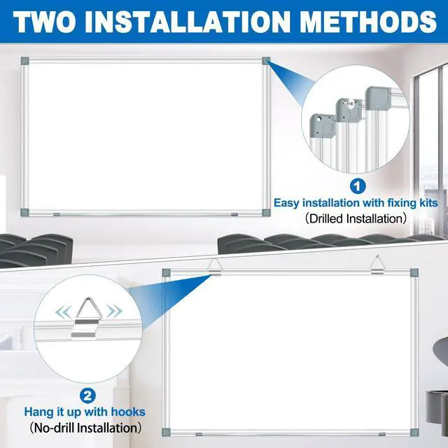Alt view image 6 of 7 - Magnetic White Board Dry Erase Whiteboard for Wall 60"x48" (2pcs) Aluminum Frame Hanging White Boards for Presentation, Teaching, Memo, Display