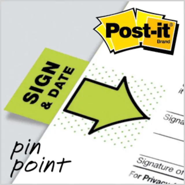 Alt view image 4 of 7 - Flags 680-SD2, 1 in Wide, Green, Sign & Date Flags - 24 Pack