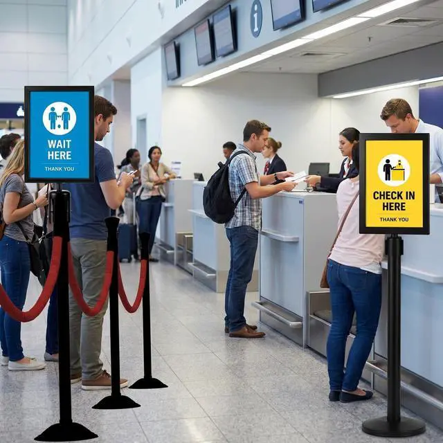 Alt view image 7 of 7 - 12 Pcs Stanchion Sign Holder Double Sided Sign Frame with Cover Stanchion Top Frames for 8.58 x 12.52 Inches Paper Size for Crowd Control Sentry Stanchions, Black