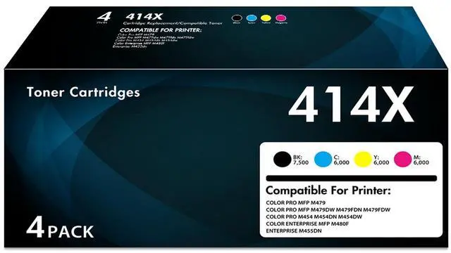 Main image of 414X High Yield Toner Cartridges 4 Pack for HP 414A MFP M479fdw with Chip | Compatible for HP 414X W2020X W2020A for Color LaserJet Pro MFP M479fdn M454dw M454dn M454 Printer Black Cyan Yellow Magenta