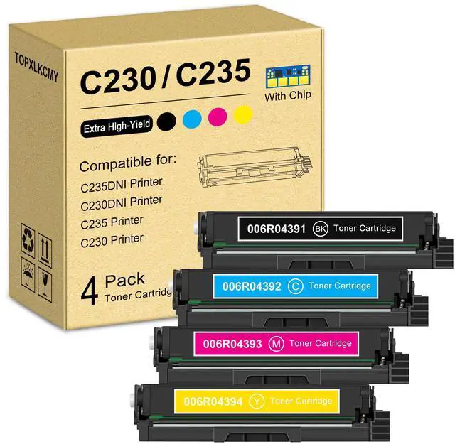 Main image of C230/C235 High-Yield Laser Toner Cartridge (4-Pack, Black, Cyan, Magenta, Yellow) 006R04391 006R04392 006R04393 006R04394 Replacement for Xerox C230 C230/DNI C235 C235/DNI Printer