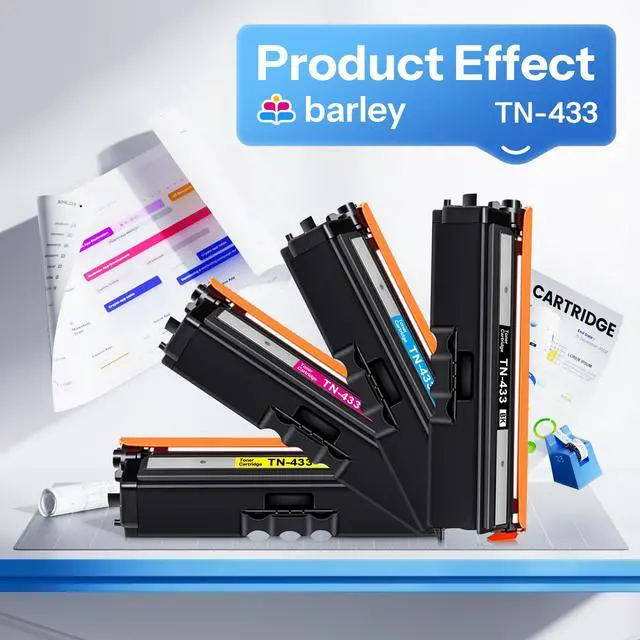 Alt view image 5 of 7 - TN433 TN-433 Toner Cartridge 4-Pack High Yield Compatible TN433BK TN433C TN433M TN433Y Replacement for Brother TN433 TN-433 433 MFC-L8900CDW HL-L8360CDW Printer