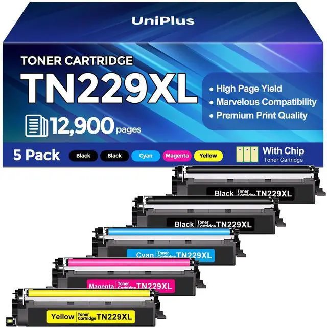 Main image of TN229XL Toner Cartridges 5 Pack (12900 Pages) Compatible with HL-L3280CDW MFC-L3780CDW for Brother TN229XL TN229 Toner Work with HL-L3220CDW L3295CDW L3300CDW L8245CDW MFC-L3720CDW L3765CDW L8395CDW