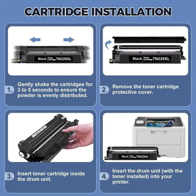 Alt view image 7 of 7 - TN229XL Toner Cartridges 5 Pack (12900 Pages) Compatible with HL-L3280CDW MFC-L3780CDW for Brother TN229XL TN229 Toner Work with HL-L3220CDW L3295CDW L3300CDW L8245CDW MFC-L3720CDW L3765CDW L8395CDW