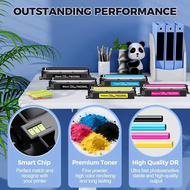 Alt view image 4 of 7 - TN229XL Toner Cartridges 5 Pack (12900 Pages) Compatible with HL-L3280CDW MFC-L3780CDW for Brother TN229XL TN229 Toner Work with HL-L3220CDW L3295CDW L3300CDW L8245CDW MFC-L3720CDW L3765CDW L8395CDW