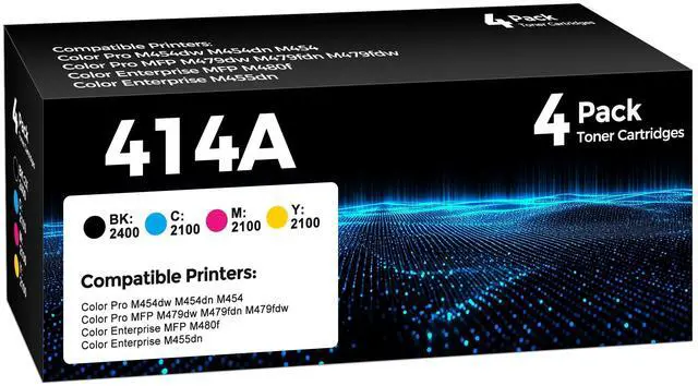 Main image of 414A Toner Cartridges 4 Pack Compatible for HP 414A 414X Toner Replacement for Color Laserjet Pro MFP M479fdw M479fdn, Pro M454dw M454dn M454, M455dn MFP M480f Printers(Black/ Cyan/ Magenta/ Yellow)