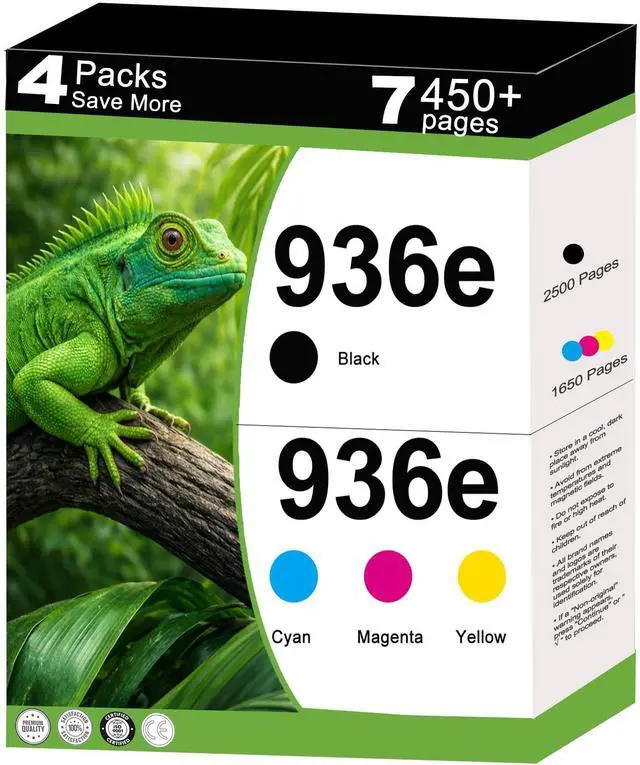 Main image of 936e Ink Cartridges Compatible Replacement for HP 936 XL 936XL Combo Fit for OfficeJet 9122e Pro 9120 9120e 9125 9110b 9120b 9130b Wide Format 9730e 9730 Printer with V26.2.1 Chips (CYMK, 4 Packs)