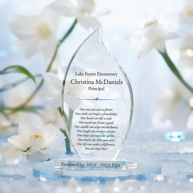 Alt view image 3 of 7 - Personalized Crystal Flame Teacher Appreciation Gift Plaque Custom Engraved Thank You Award for Teacher, Principal, Coach from PTA, Class or Students (M - 7.5")