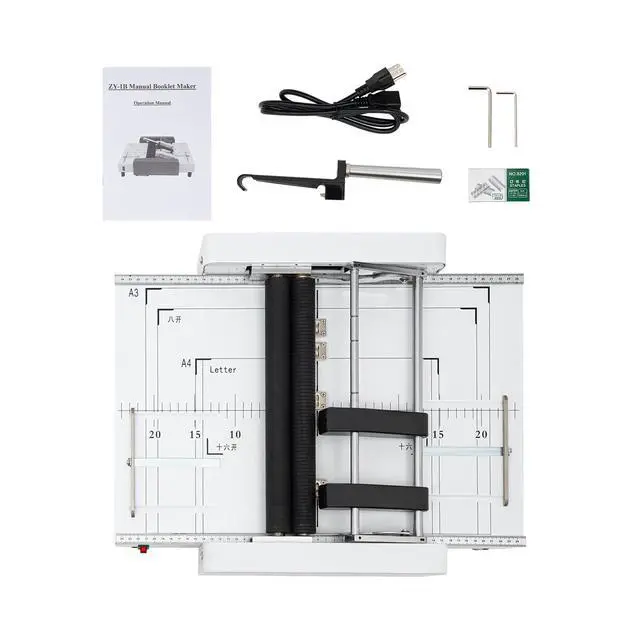 Alt view image 5 of 7 - A3 Paper Folding Machine, MAX 11.7"×16.5" Paper Folder Stapler Machine, 2 in 1 Booklet Maker Automatic A3 Paper Folding Binding Machine for Schools Print Stores, Offices