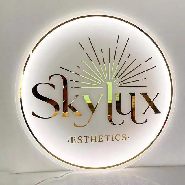 Main image of Custom Acrylic Backlit Sign, Personalized Illuminated Logo, 3D Acrylic Business Sign For Retail Stores, Office Decor, Hair Nail Salons, Beauty Studios, Aesthetics Clinic and Restaurant. (Round Shape)
