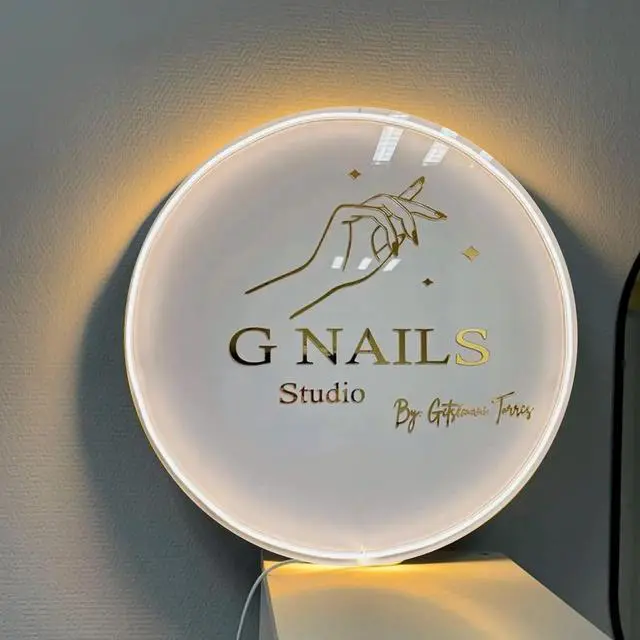 Alt view image 6 of 7 - Custom Acrylic Backlit Sign, Personalized Illuminated Logo, 3D Acrylic Business Sign For Retail Stores, Office Decor, Hair Nail Salons, Beauty Studios, Aesthetics Clinic and Restaurant. (Round Shape)
