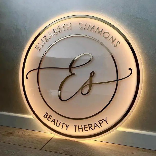 Alt view image 7 of 7 - Custom Acrylic Backlit Sign, Personalized Illuminated Logo, 3D Acrylic Business Sign For Retail Stores, Office Decor, Hair Nail Salons, Beauty Studios, Aesthetics Clinic and Restaurant. (Round Shape)