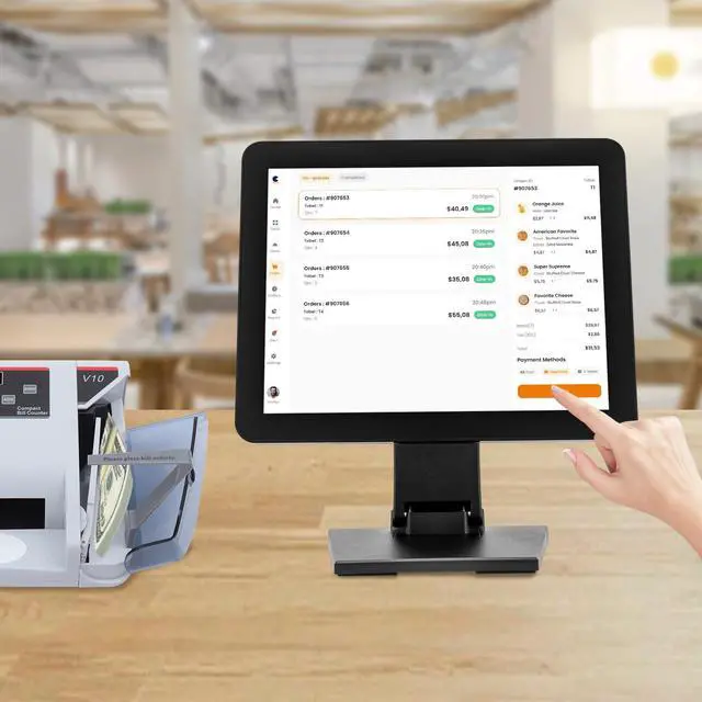 Alt view image 5 of 7 - Mobile Tablet POS Cash Register Monitor, 15-Inch Capacitive LED Backlit Multi-Touch Monitor Touch Cash Register Display for Small Business Restaurant Retail Grocery Convenience Mobile Food Truck