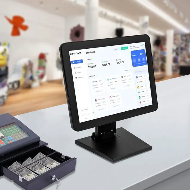 Alt view image 4 of 7 - Mobile Tablet POS Cash Register Monitor, 15-Inch Capacitive LED Backlit Multi-Touch Monitor Touch Cash Register Display for Small Business Restaurant Retail Grocery Convenience Mobile Food Truck