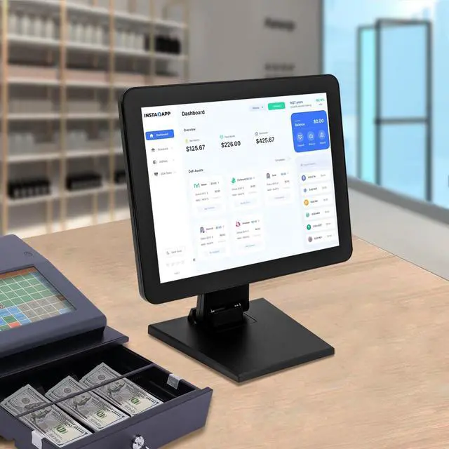Alt view image 3 of 7 - Mobile Tablet POS Cash Register Monitor, 15-Inch Capacitive LED Backlit Multi-Touch Monitor Touch Cash Register Display for Small Business Restaurant Retail Grocery Convenience Mobile Food Truck