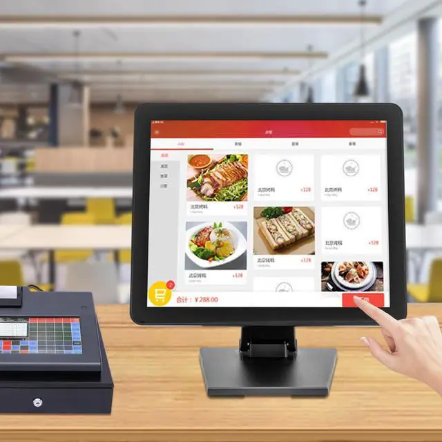 Alt view image 2 of 7 - Mobile Tablet POS Cash Register Monitor, 17-Inch Capacitive LED Backlit Multi-Touch Monitor Touch Cash Register Display for Small Business Restaurant Retail Grocery Convenience Mobile Food Truck