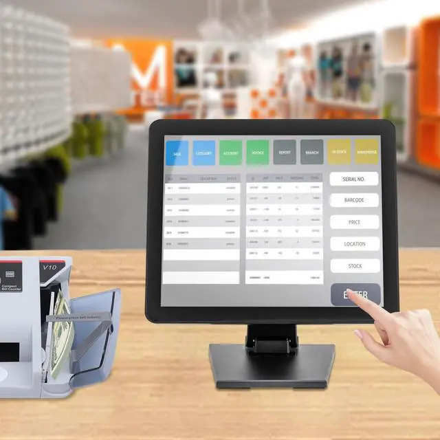 Alt view image 3 of 7 - Mobile Tablet POS Cash Register Monitor, 17-Inch Capacitive LED Backlit Multi-Touch Monitor Touch Cash Register Display for Small Business Restaurant Retail Grocery Convenience Mobile Food Truck