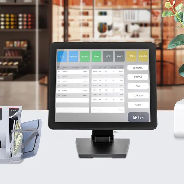 Alt view image 4 of 7 - Mobile Tablet POS Cash Register Monitor, 17-Inch Capacitive LED Backlit Multi-Touch Monitor Touch Cash Register Display for Small Business Restaurant Retail Grocery Convenience Mobile Food Truck