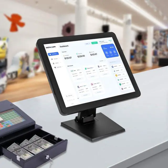 Alt view image 5 of 7 - Mobile Tablet POS Cash Register Monitor, 17-Inch Capacitive LED Backlit Multi-Touch Monitor Touch Cash Register Display for Small Business Restaurant Retail Grocery Convenience Mobile Food Truck