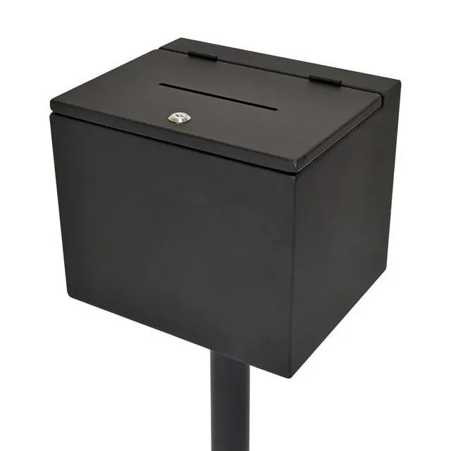 Alt view image 2 of 4 - Metal Suggestion Box, Secure with Lock & Keys, with Wheels for Easy Movement, Tip box, Donation Box for Church Home Office, Prayer Request Box, Ballot Box, Floor Standing Collection Box, Black