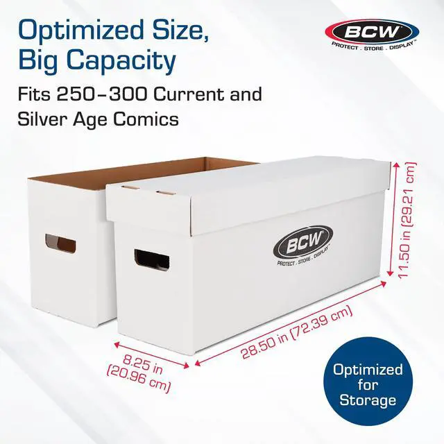 Alt view image 3 of 7 - Long Comic Storage Box - 10 ct | Holds 250300 Current & Silver Age Comics | Sturdy 200 lb. for Cardboard Comic Book | Stackable Comic Storage Box for Collectors