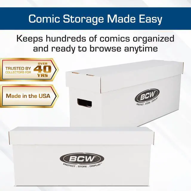 Alt view image 2 of 7 - Long Comic Storage Box - 10 ct | Holds 250300 Current & Silver Age Comics | Sturdy 200 lb. for Cardboard Comic Book | Stackable Comic Storage Box for Collectors