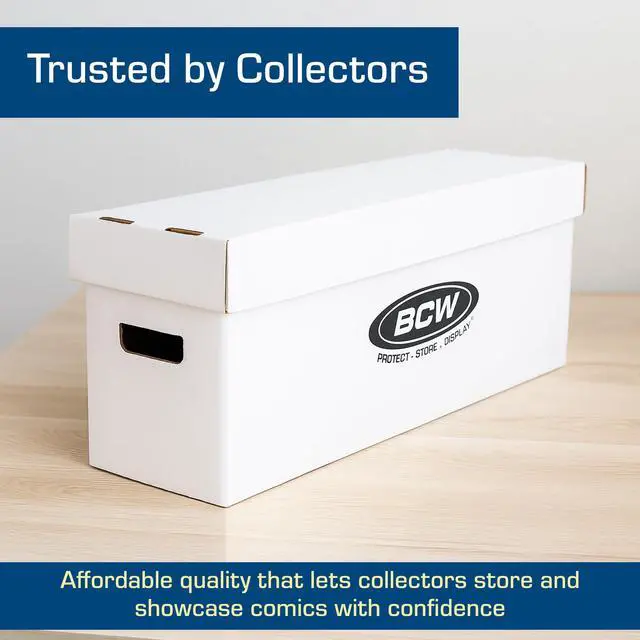 Alt view image 7 of 7 - Long Comic Storage Box - 10 ct | Holds 250300 Current & Silver Age Comics | Sturdy 200 lb. for Cardboard Comic Book | Stackable Comic Storage Box for Collectors
