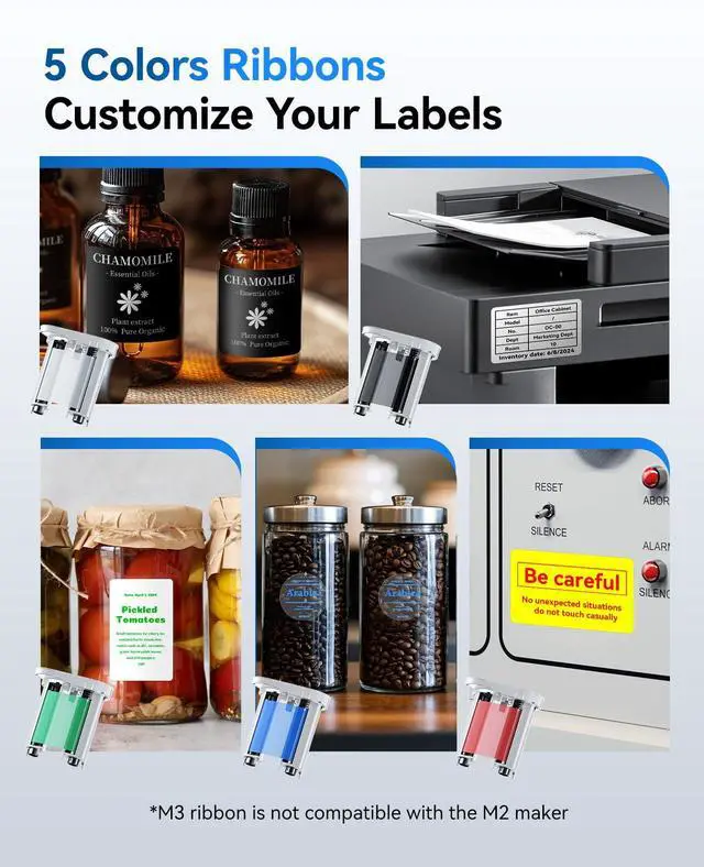Alt view image 6 of 7 - M3 Label Maker Machine with Tape, 3'' Bluetooth Label Printer | Thermal Transfer Sticker Printer for Small Business, Cable, Equipment, Works with Phones & PC(Not for 4x6 Shipping Label)