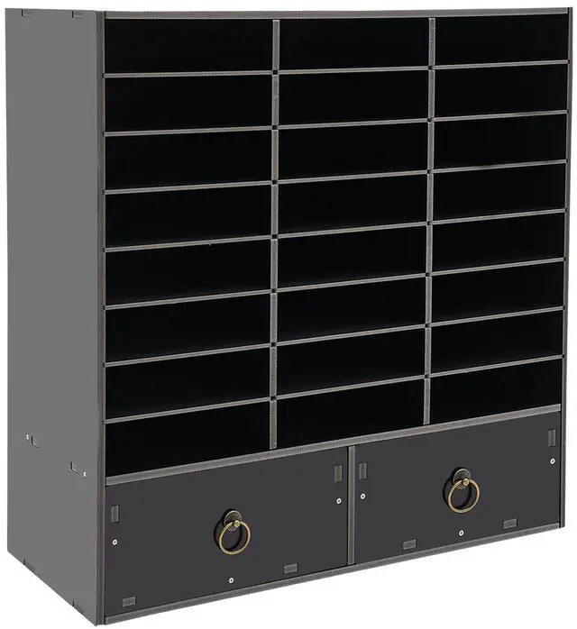 Main image of 24 Compartments Literature Organizer with 2 Drawers, Adjustable Desktop File Sorter Mail Center Paper Storage Cabinet with Adjustable Shelves for Home Office