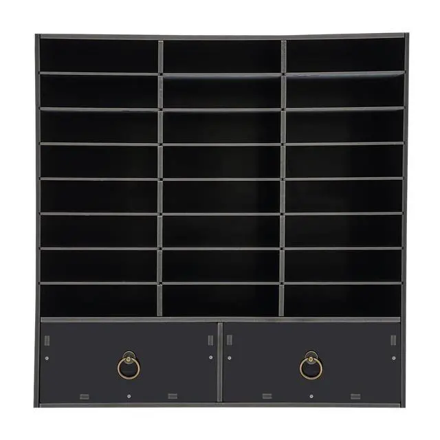 Alt view image 4 of 7 - 24 Compartments Literature Organizer with 2 Drawers, Adjustable Desktop File Sorter Mail Center Paper Storage Cabinet with Adjustable Shelves for Home Office