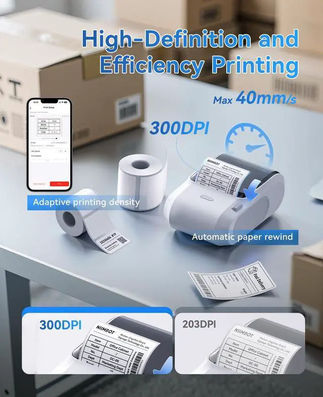 Alt view image 7 of 7 - M3 Label Maker Machine with Tape, 3'' Bluetooth Label Printer | Thermal Transfer Sticker Printer for Small Business, Cable, Equipment, Works with Phones & PC(Not for 4x6 Shipping Label)