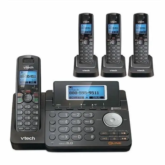 Main image of DS6151-11 DECT 6.0 2-Line Expandable Cordless Phone + (3) DS6101-11 Accessory Handset, Black