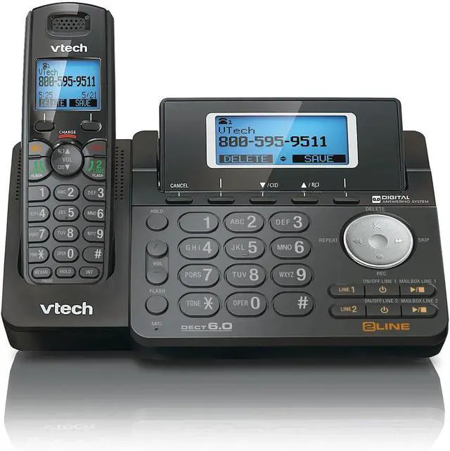 Alt view image 2 of 3 - DS6151-11 DECT 6.0 2-Line Expandable Cordless Phone + (3) DS6101-11 Accessory Handset, Black