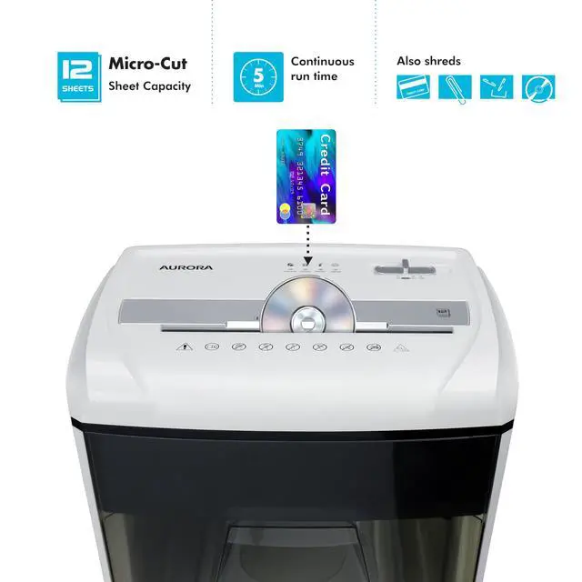 Alt view image 3 of 7 - Desktop Style High-Security Anti-Jam 12-Sheet Micro-Cut Paper and CD/Credit Card/Junk Mail Shredder with 1.8 Gallon Pullout Basket/Security Level P-4