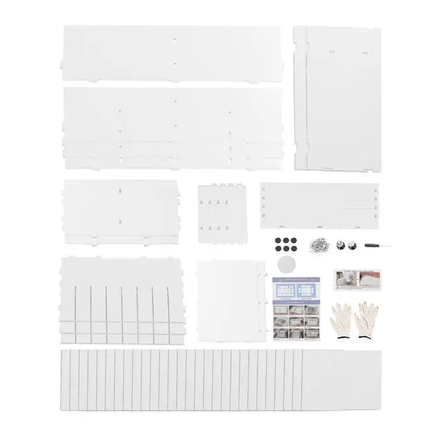 Alt view image 7 of 7 - Literature Organizer, 32 Compartments Office Mailboxes with Adjustable Shelves, 2 Drawers for Office, Classroom, Home, Printer Room (White)