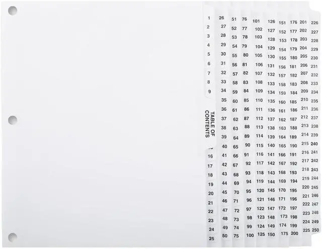 Main image of ® Numbered Dividers 1-500 Punched - AVE Style Bold Tabs - Side Collated Exhibit Tabs - Made in The USA | Letter Size - 1-500 - Sets