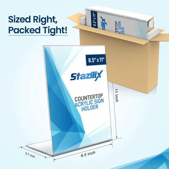 Alt view image 2 of 7 - 32 Pack Acrylic Sign Holder 8.5x11, Standing L-Shape Vertical Menu Holder Stand, Flyer Display Stand, Table Paper Holder, Plastic Sign Display Stand for Restaurants, Store, Office