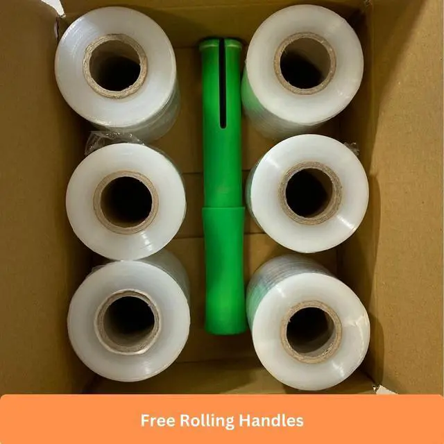 Alt view image 6 of 6 - 24 Pack Industrial Strength Mini Hand Stretch Wrap Film, 5" x 1100 FT 60 Gauge Clear Plastic Roll with Handle for Moving, Furniture, Package Wrapping, Pallet Storaging (24 Pack)