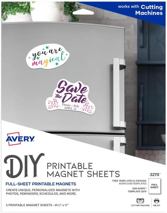 Main image of Printable Magnet Sheets, 8.5" x 11", Inkjet Printer, Pack of 60 Matte White Sheets (3270)