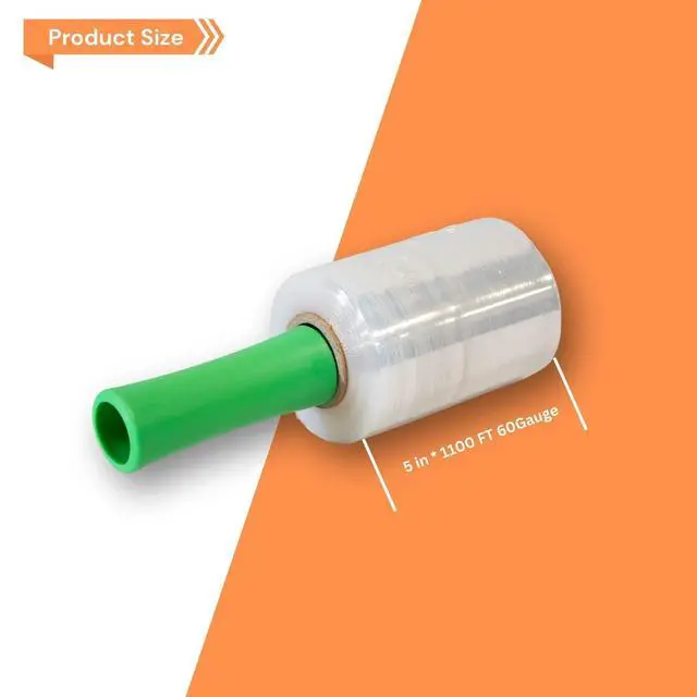 Alt view image 2 of 6 - 24 Pack Industrial Strength Mini Hand Stretch Wrap Film, 5" x 1100 FT 60 Gauge Clear Plastic Roll with Handle for Moving, Furniture, Package Wrapping, Pallet Storaging (24 Pack)