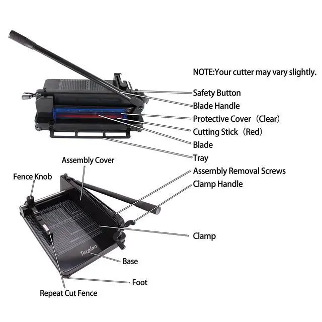 Alt view image 7 of 7 - Heavy Duty Guillotine Paper Cutter - 400 Sheets Capacity, A4 12" Stack Paper Trimmer, Steel Base, Black