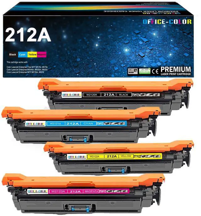 Main image of 212A Black Cyan Magenta Yellow Toner Cartridges Works with HP Color LaserJet Enterprise M555,M554,MFP M578 Series M554dn, M555dn, M555x Printer Ink (4 Pack)