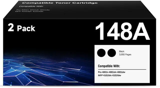 Main image of 148A Toner Cartridges Black (2-Pack) 148A 148X W1480A W1480X | Compatible for HP Pro MFP 4101fdw 4101fdn 4001dw 4001dn 4001n Printer