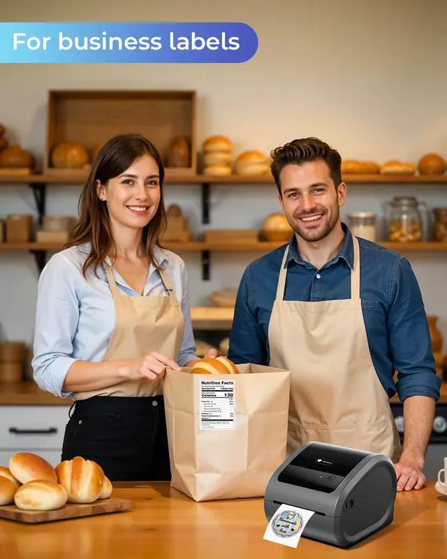 Alt view image 6 of 7 - 300DPI Ethernet Thermal Label Printer 4x6 with Built-in Paper Bin | D530Pro shipping label printer for small business/home/office, Ethernet/Bluetooth/USB connection, compatible with Amazon/USPS